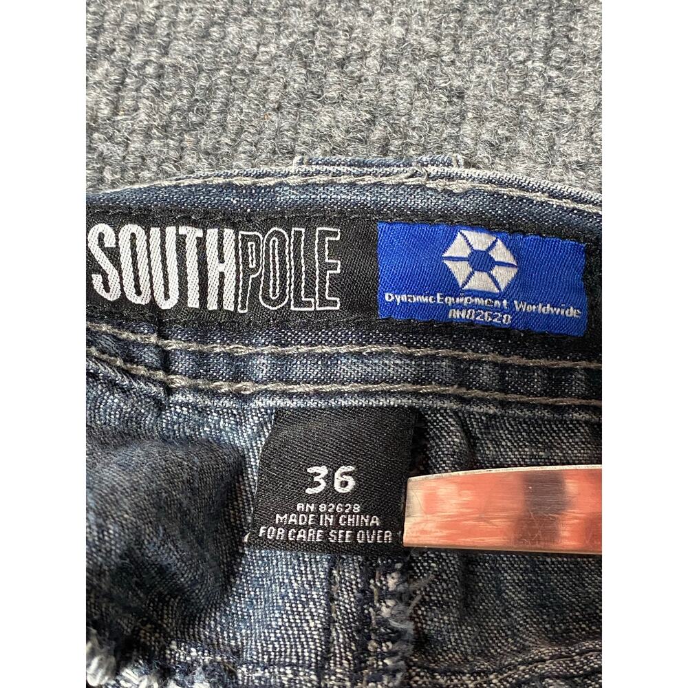 Y2K Southpole Baggy Jorts Grunge Embroidered Vintage Jean Shorts Men's Sz 36 - Picture 7 of 10